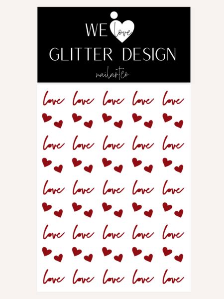 Cursive Love Design 1 Nail Decal Dark Red We Love Glitter Design