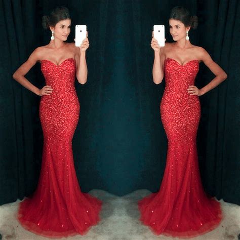 Amazing Red Mermaid Prom Dress Prom Dresses Evening Party Gown On