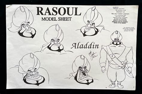 ALADDIN Model Sheet RASOUL Disney ANIMATION Research PRINT Palace Guard EBay