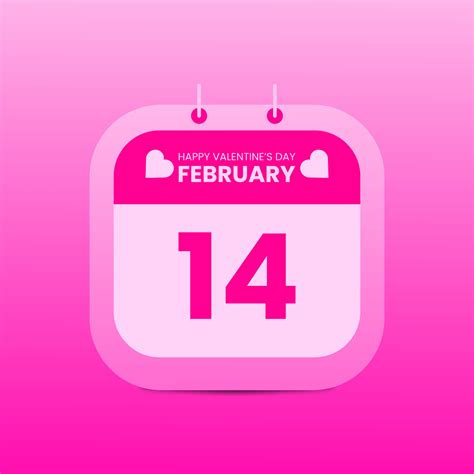 Heart Shape Valentines Day Calendar Design On February 14 Date