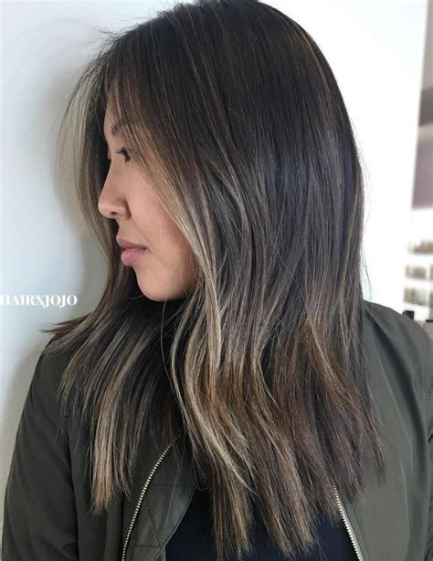 Asian Hairstyle With Partial Ash Highlights Partial Balayage