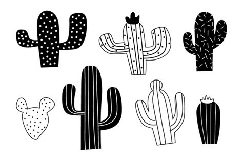 Free for commercial use no attribution required high quality images. Library of black and white cactus with lights vector ...