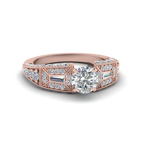 Blue nile studio imperial micropavé diamond engagement ring. Round Cut Victorian Vintage Style Diamond Engagement Ring In 14K Rose Gold | Fascinating Diamonds