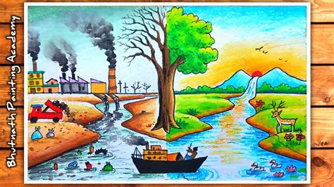 Save Environment Drawing For Competition Save Water Earth Tree Pollution Poster Youtube