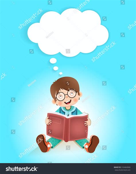 Happy Child Reading Book Think Bubble Stock Vector 316464068 Shutterstock