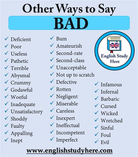 Other Ways To Say Bad In English English Study Here