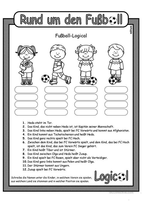 Mit diktaten verbessert sich die rechtschreibung und grammatik. Fußball _ Logical 4 | Rätsel für kinder, Genaues lesen und Kreuzworträtsel für kinder