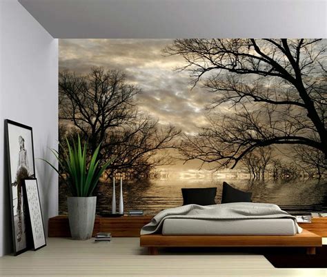 Autumn Tree Forest Lake Large Wall Mural Self Adhesive Etsy Australia Large Wall Murals