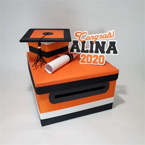 It was pretty simple to make so i thought i would share it with you all. read more at handee mandee's blog. Graduation Card Box - Orange, Black 10x10 in 2020 ...