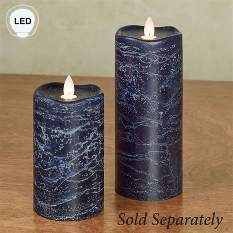 Mirage Midnight Navy Distressed Flameless Led Pillar Candle In 2021