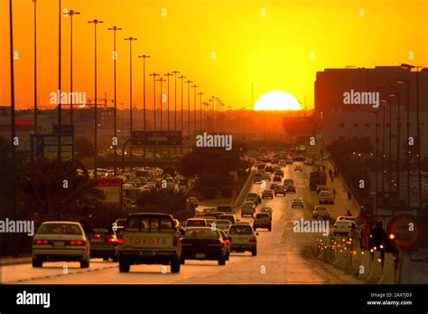Riyadh Street At Sunset Saudi Arabia Stock Photo Alamy