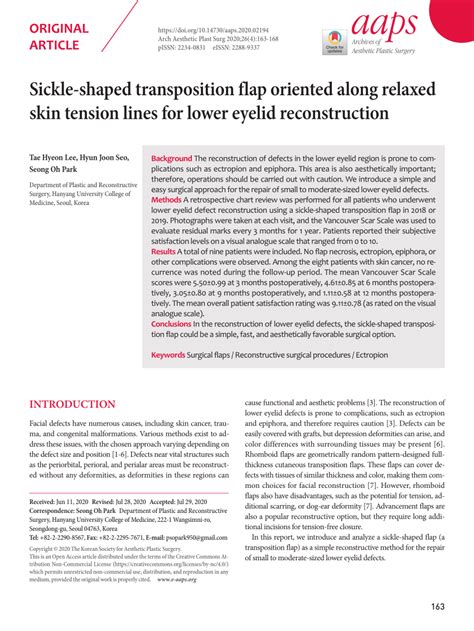PDF Sickle Shaped Transposition Flap Oriented Along Relaxed Skin