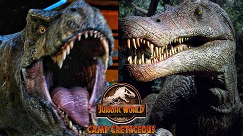Spinosaurus Vs T Rex Rematch In Camp Cretaceous Season 4 Spinosaurus