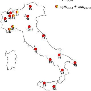 Map Showing The Distribution Of Italian Centers From Which The Download Scientific Diagram