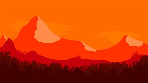 Hd Wallpaper Minimalism Landscape Sunset Beauty In Nature Mountain