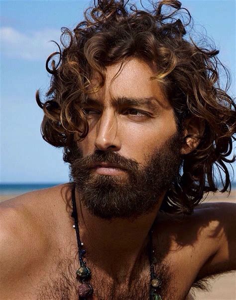 Divine Curly Long Hair Bearded Shirtless Hairy Chest Beard