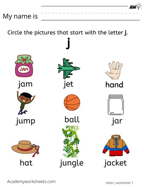 Learn The Letter J J Academy Worksheets