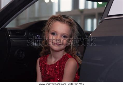 Little Girl Red Shiny Dress Cute Stock Photo 2080128949 Shutterstock