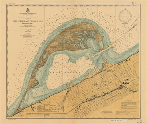 Erie Harbor And Presque Isle Map 1901 Map Vintage World Maps