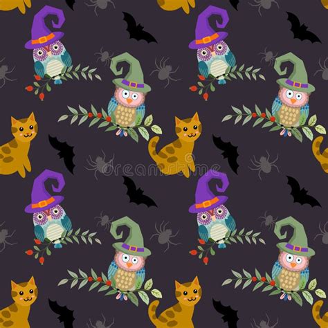 Cute Seamless Pattern For Halloween Holiday Stock Vector