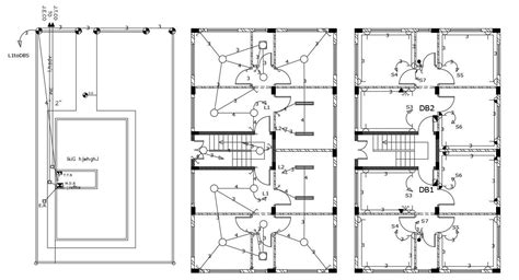 2 Bhk Apartment Typical Floor Electrical Layout Plan Drawing Cadbull