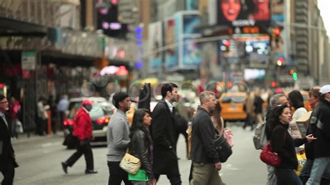 Crowd Walking Crossing Street People Slow Motion Urban New York City