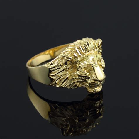 Mens Gold Lion Head Ring Gold Jewelry Usa
