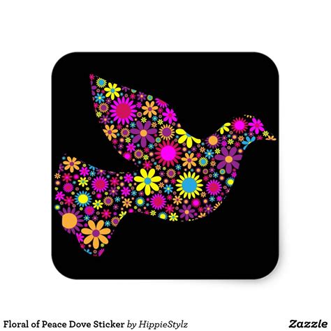 Floral Of Peace Dove Sticker Peace Dove Custom Stickers