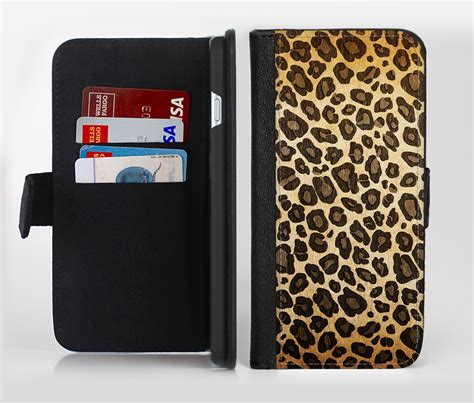 The Vibrant Leopard Print V23 Ink Fuzed Leather Folding Wallet Credit