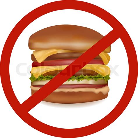Fast Food Danger Label Colored Vector Illustration Stock Vector