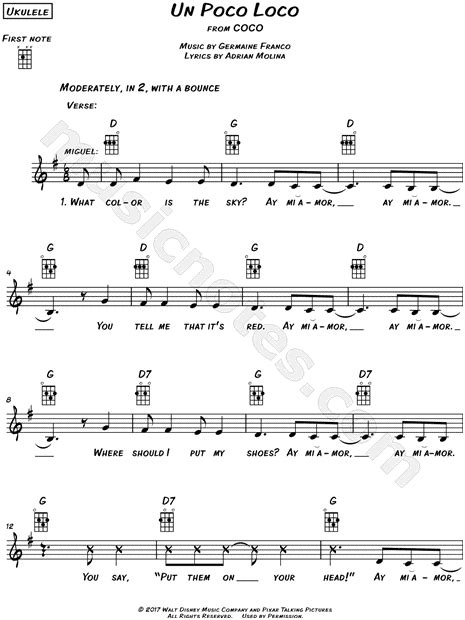 un poco loco from coco sheet music leadsheet in g major hot sex picture
