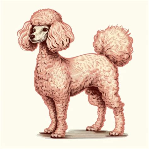 Vintage Style Poodle Dog Breed Illustration With Detailed Realism Stock