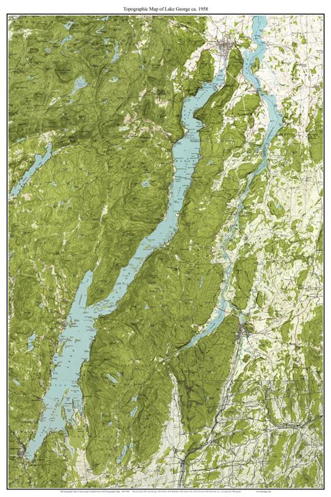 Lake George 1958 Custom Usgs Old Topo Map New York Eastern Lakes