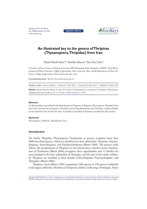 Pdf An Illustrated Key To The Genera Of Thripinae Thysanoptera