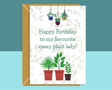 Crazy Plant Lady Birthday Card For Plant Lovers Everywhere Etsy