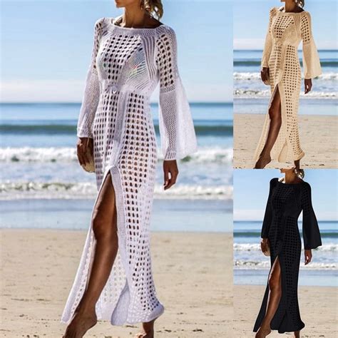 Hollow Out Beach Dress Cover Ups Summer Women Beach Tunics Robe De