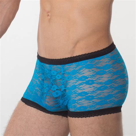 Men S Turquoise Lace Hipster Stretch Lace Underwear From Bum Chums Bum Chums British Brand