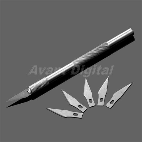 Hand Precision Cutting Exacto Knife Graver Metal Handle With 6 Blades