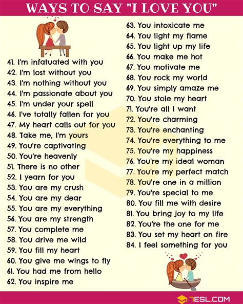Love Messages 123 Cute Ways To Say I Love You 7 E S L English Fun