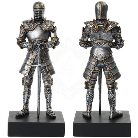 Figure Of A Knight In Chain Mail Armor And Steel Full Suit