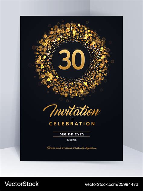 30 Years Anniversary Invitation Card Template Vector Image