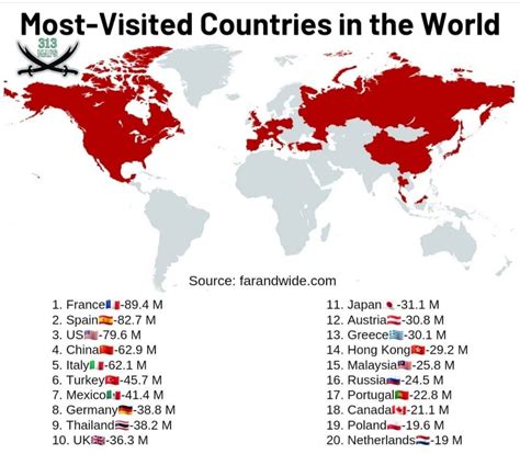 Most Visited Countries In The World R Mapporn