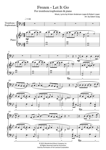 Midi & sheet music store. Download Frozen - Let It Go (for Trombone/euphonium & Piano, Including Part Score) Sheet Music ...
