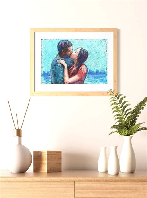Kissing Couple Original Painting Ukraine Artist Romantic Couple Wall