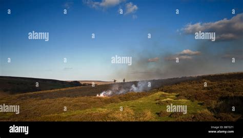 Burning Heather On The High Moors Of North Yorkshire Stock Photo Alamy