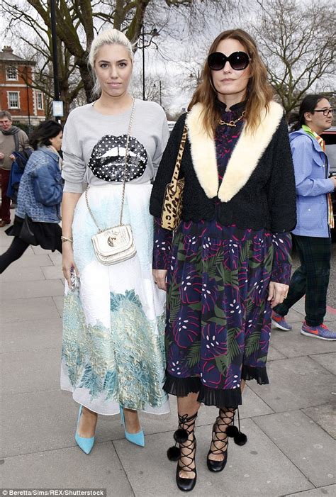 Amber Le Bon Oozes Glamour In Patterned Skirt At Lfw Show Daily Mail