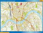 Cincinnati downtown wall map | Largest wall maps of the world.