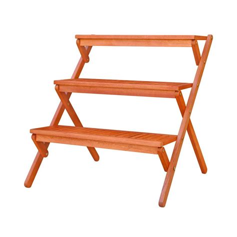 Vifah 3 Tiered Outdoor Wood Plant Stand V499 The Home Depot