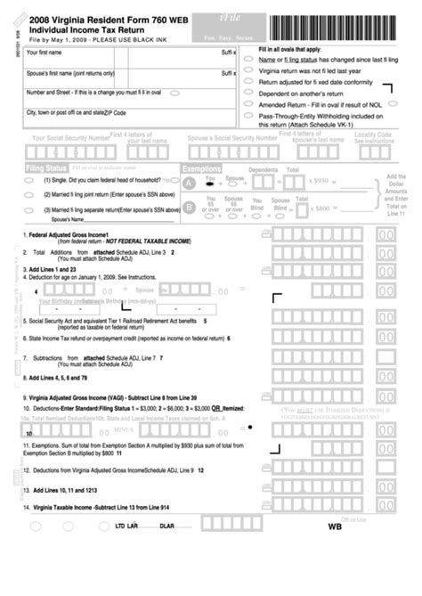Virginia Resident Form 760 Web Individual Income Tax