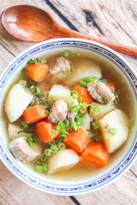Crock Pot Pork Spare Rib Soup With Potatoes and Carrots Canh Sườn